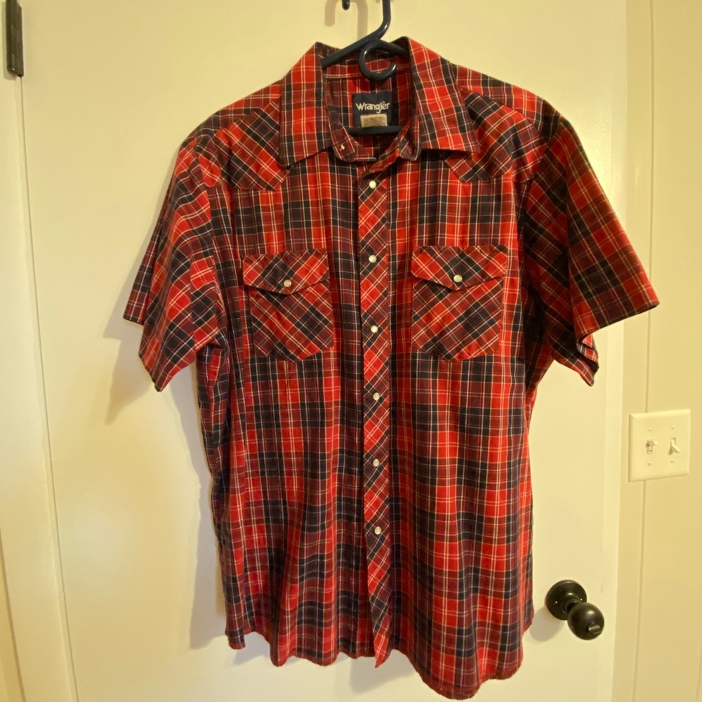 Mens Short Sleeve Pearl Snap Button Down